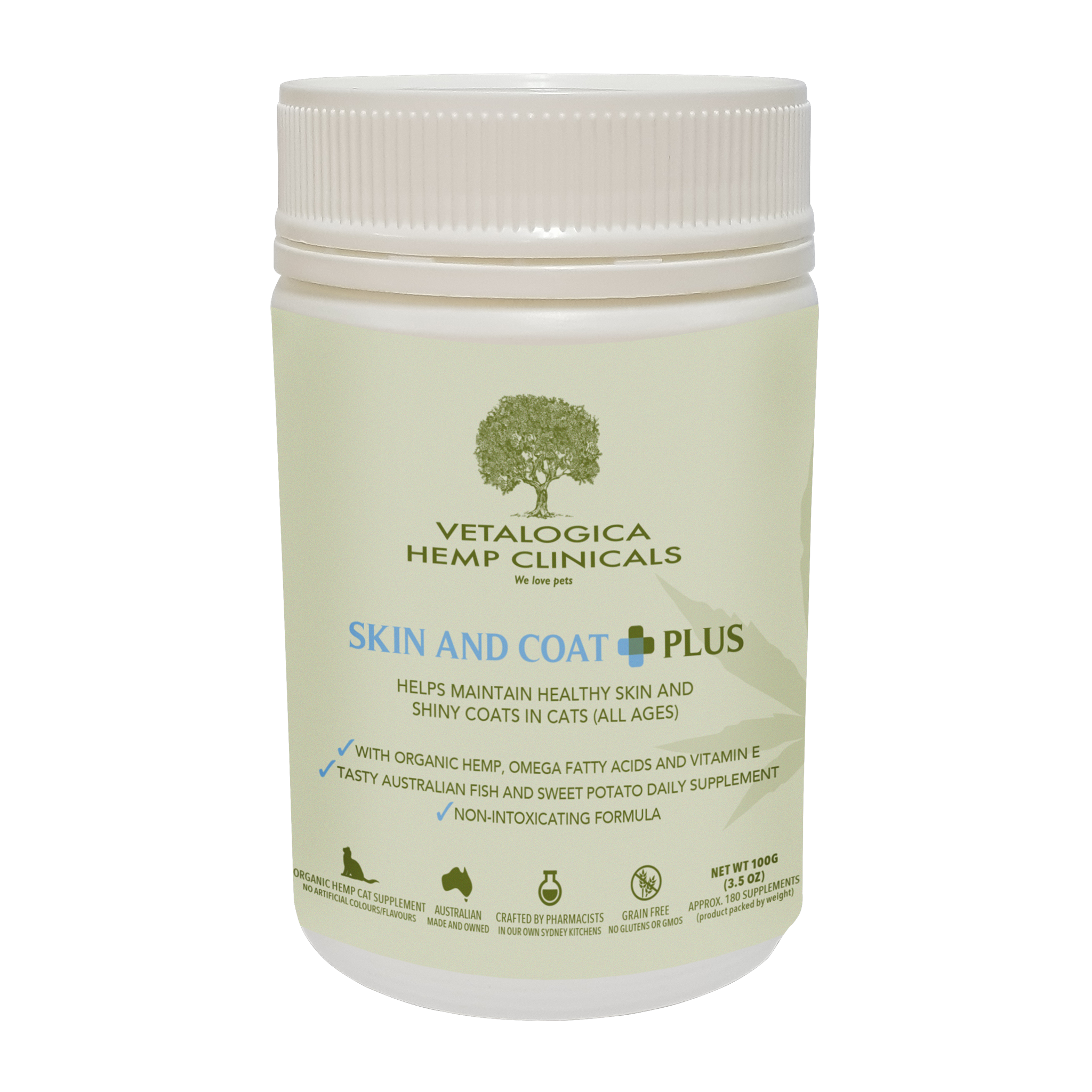 Vetalogica - Hemp Clinicals Skin & Coat Plus Supplements for Cats (100g)