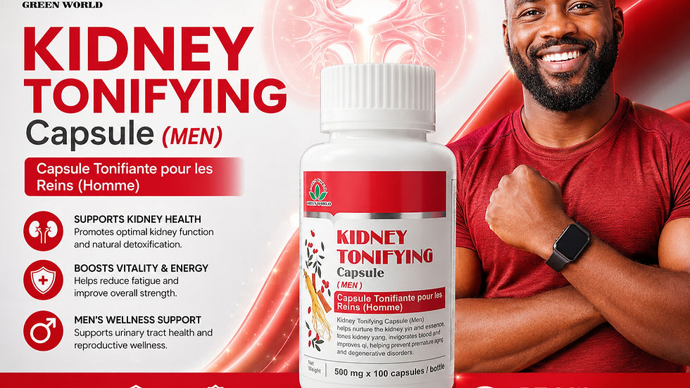 Green World Kidney Tonifying Capsule for men with bottle.