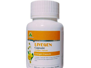 A bottle of Green World Livergen Capsule