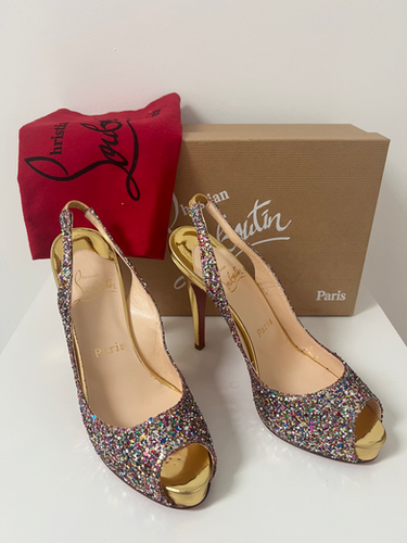 美品❣️Christian Louboutin グリッター カメハイヒール36.5 Christian Louboutin Pre-Loved Lady Peep Spikes pumps for