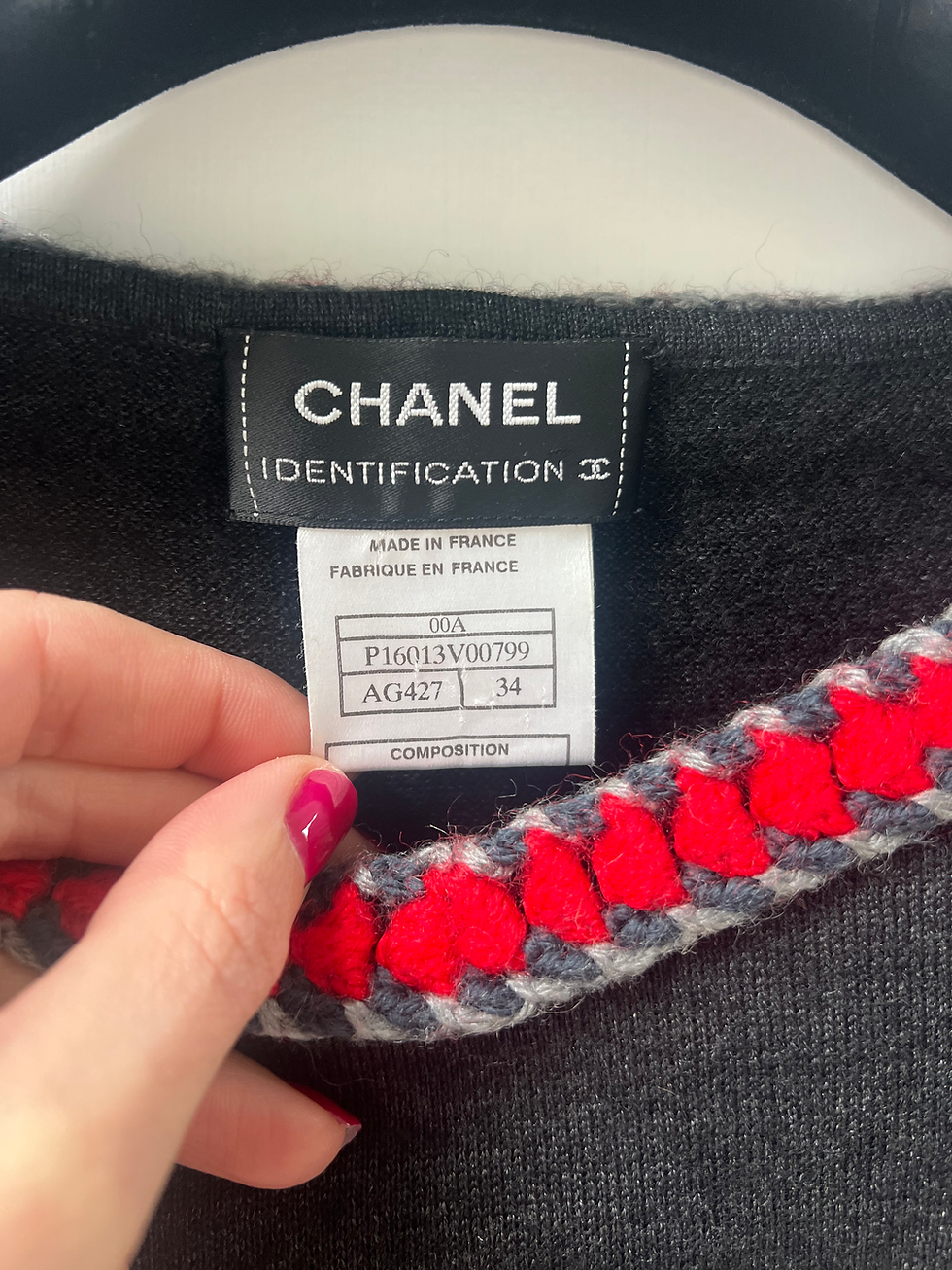 Thumbnail: Chanel Identification Dark Grey Cashmere Jumper Size 34