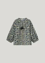 blouse, blauw print, v-hals, summum,
