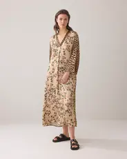 jurk, flower, panther print, v-hals, summum