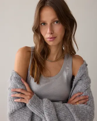 summum vest cardigan grijs pofmouw wol knit 7s7958-7997 cozy melange