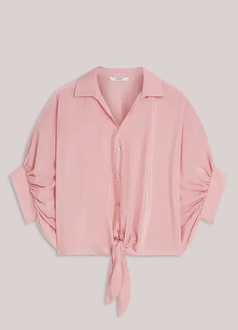 summum blouse glanzend rose met strik 2s3493-12370