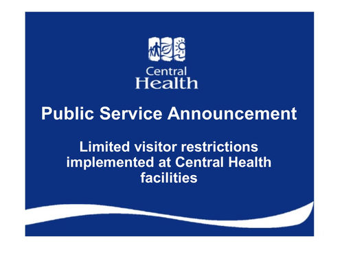 Limited visitor restrictions implemented at Central Health facilities