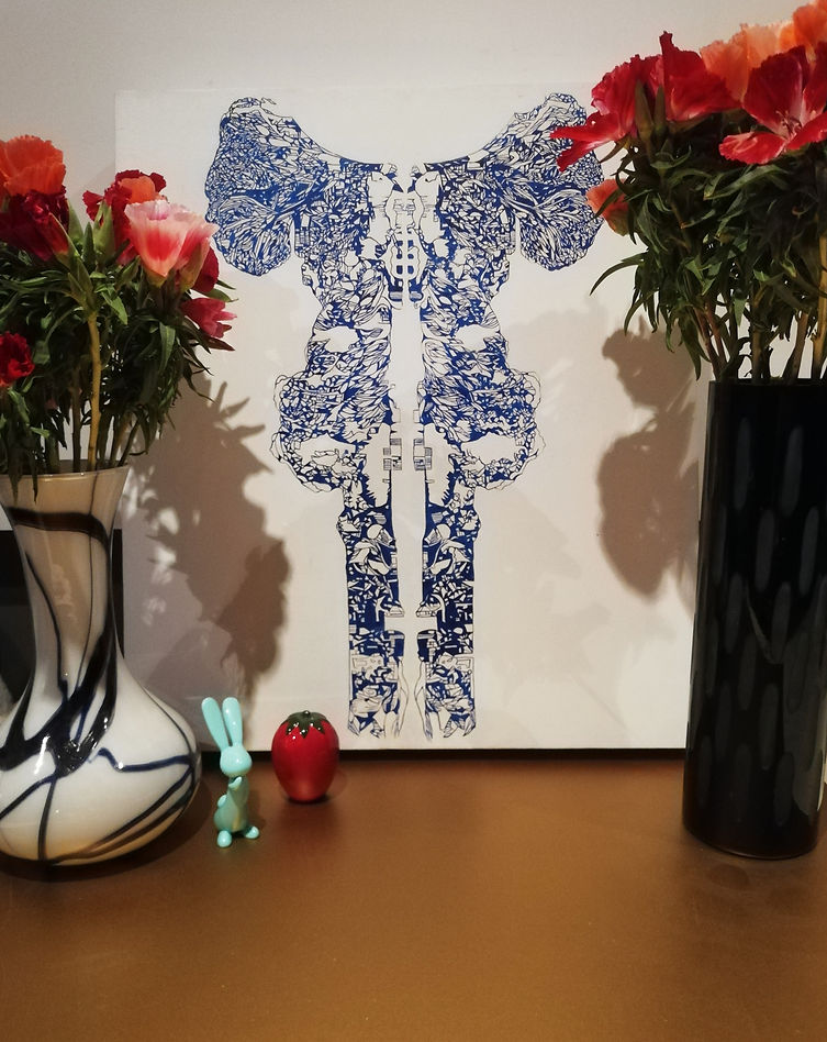 Original BlueWillow painting oil on cradled panel