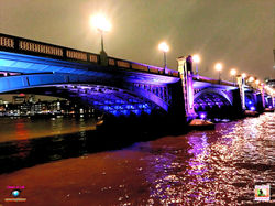 Panoramic View of London Skyline Over River Thames at Night