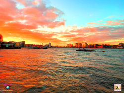 Panoramic View London Skyline Over River Thames