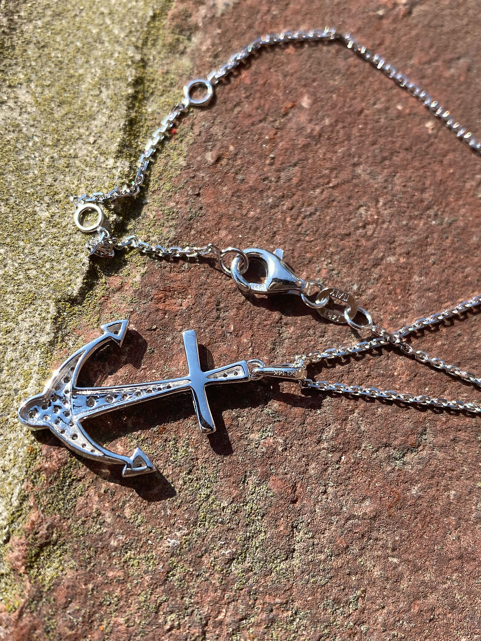 Thumbnail: 14k Diamond Anchor Necklace