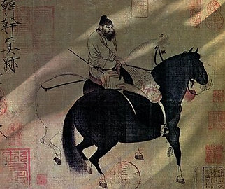 Tang dynasty poet Wang Wei on horseback