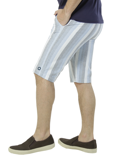Miniatura: BERMUDA MASCULINA SARJA LISTRAS AZUL