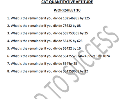 CAT QUANT PRACTICE PROBLEM SET 10