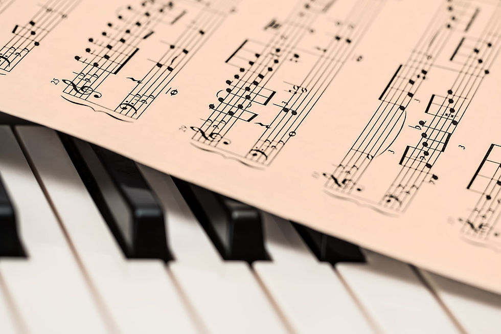 Sheet Music On Piano Keys