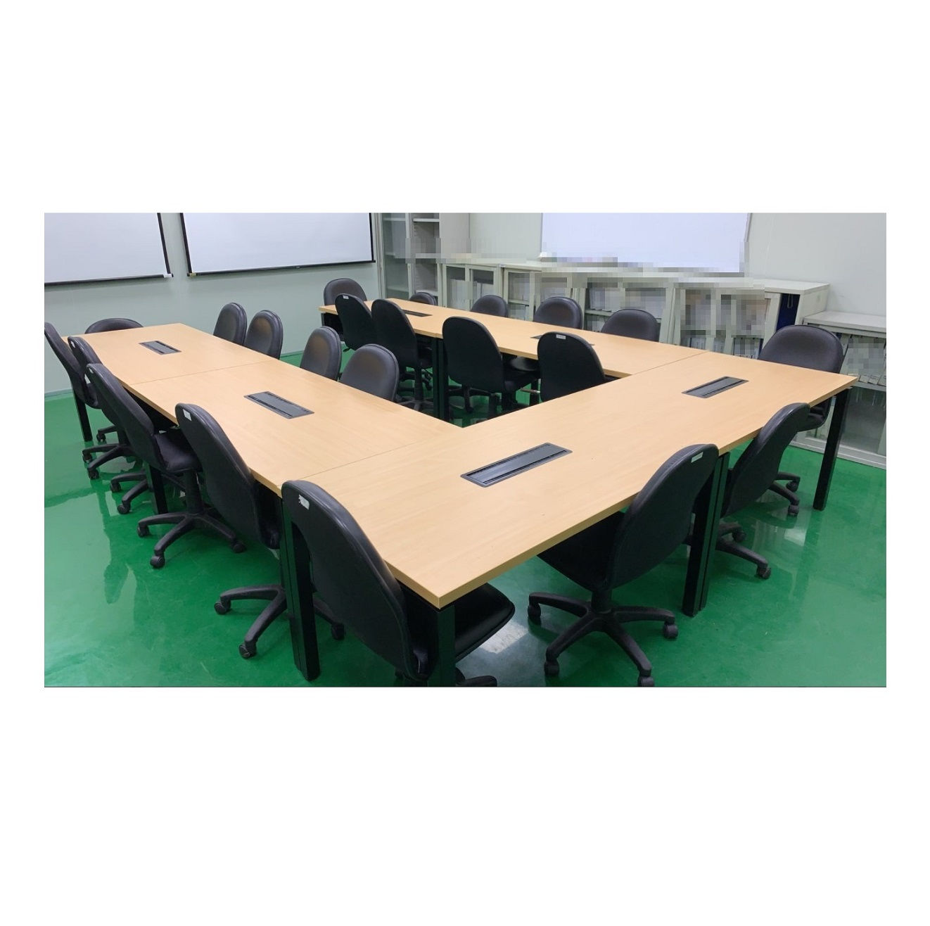 訂做環狀式辦公會議桌-工業風ㄇ字腳會議桌(5x5方管鐵腳,單張價格,尺寸可訂做,貼皮可選)