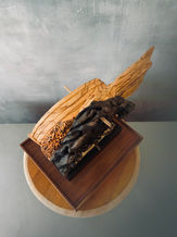 contemporary wood sculpture art yin yang boat