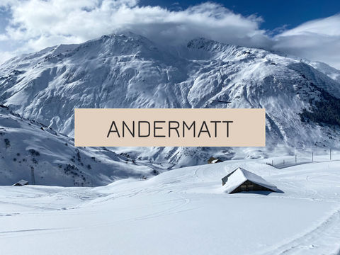 Andermatt in Switzerland in the snow.
