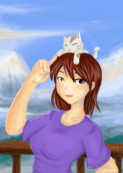 girl and cat