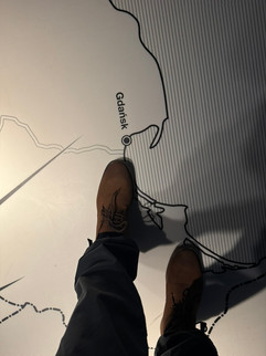 a shoe showing gdansk on a map