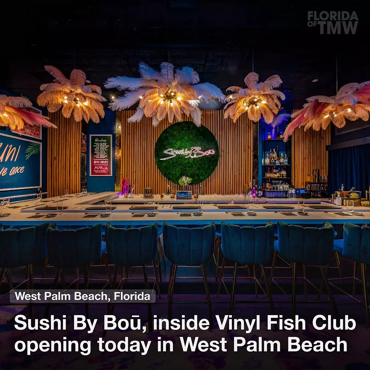 Sushi By Bou, inside Vinyl Fish Club opening today in West Palm Beach