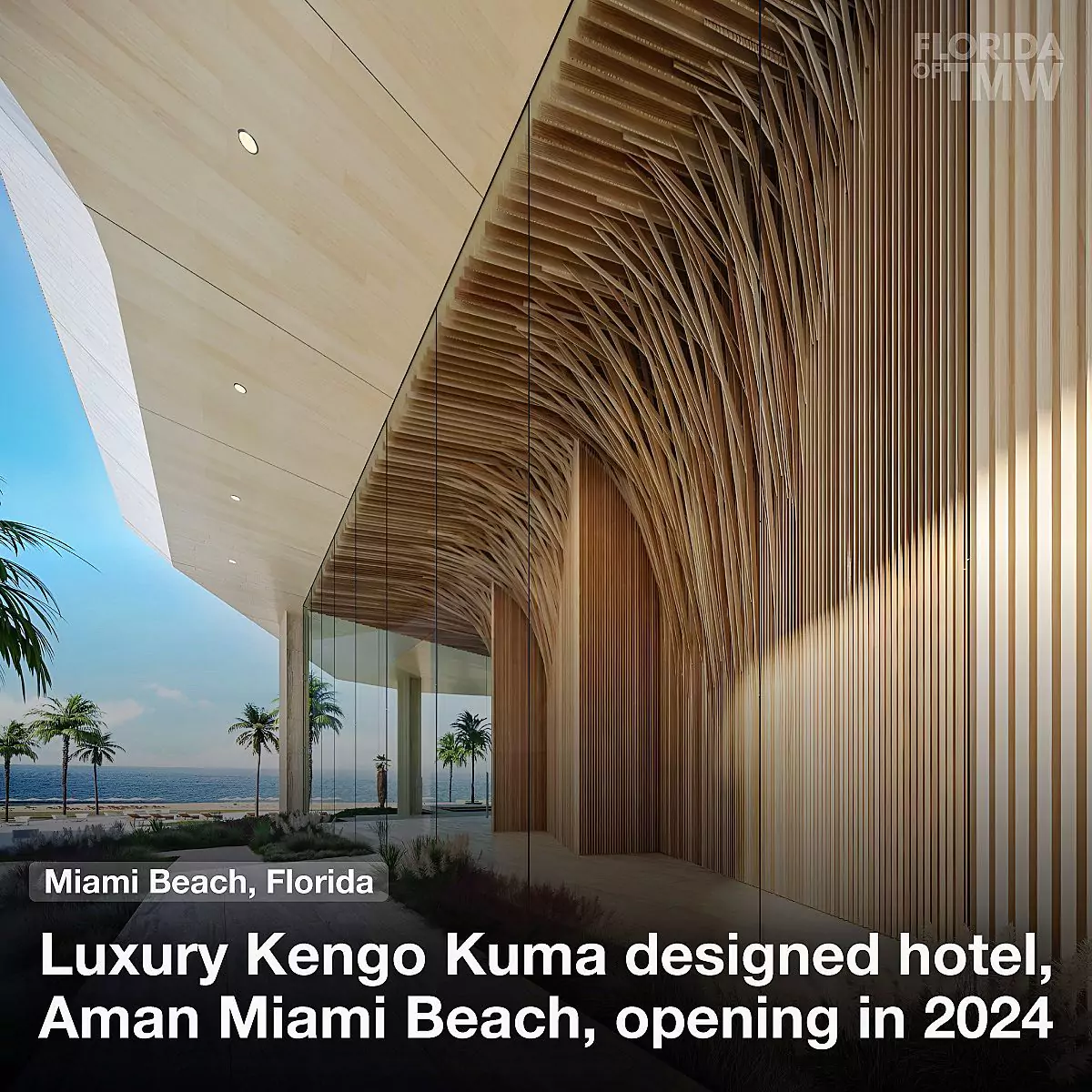 Luxury Keno Kuma designed hotel, Aman Miami Beach, opening in 2024