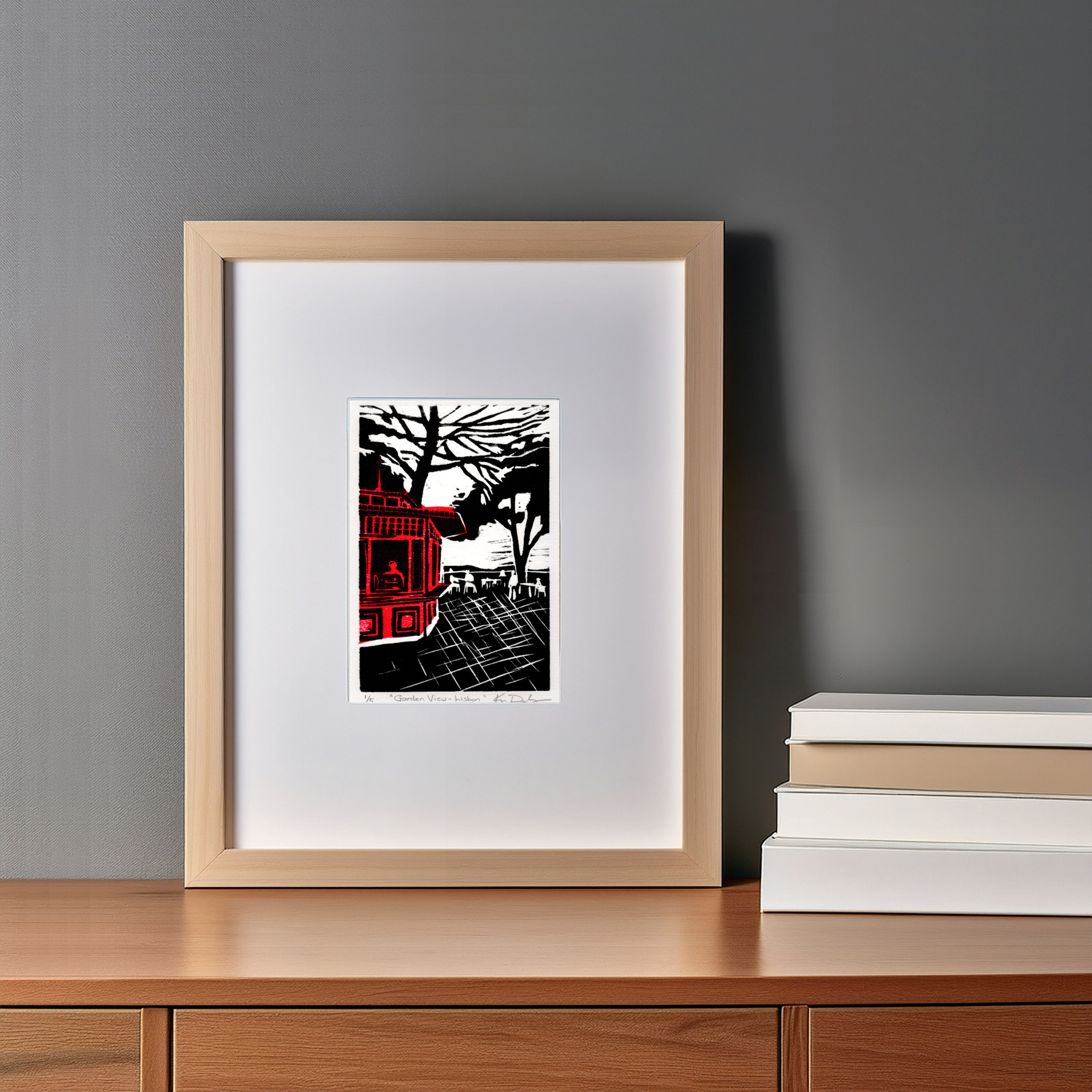 Original Printmaking - Garden View Lisbon