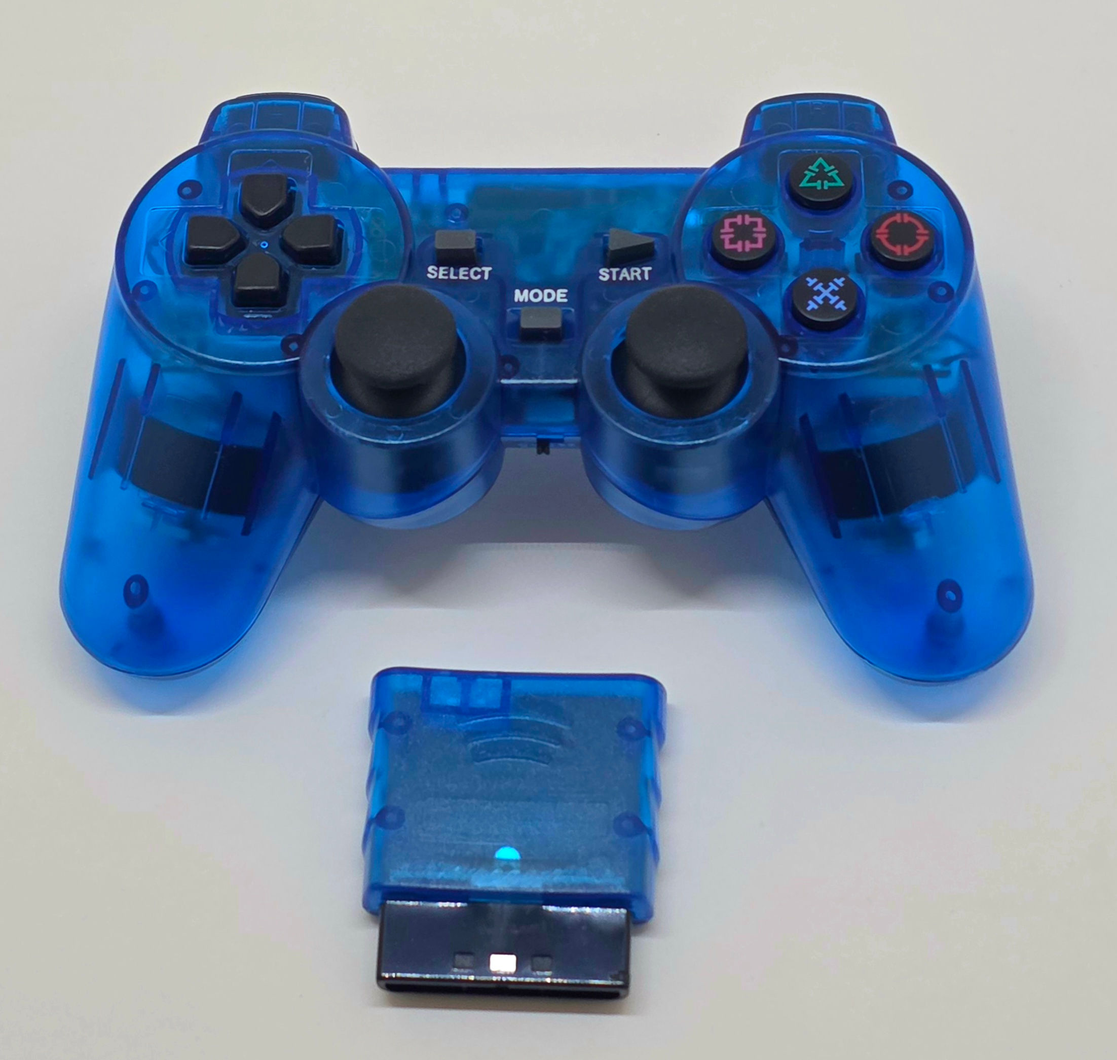2.4GHz Wireless Controller Compatible with PS-2 - Translucent Blue w/ Receiver