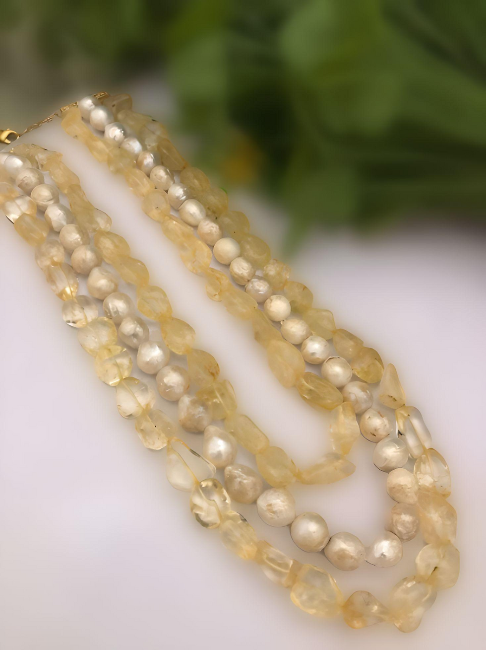 Displaying Sush Mad's Mystic Pearl Cascade 3-Layered Necklace