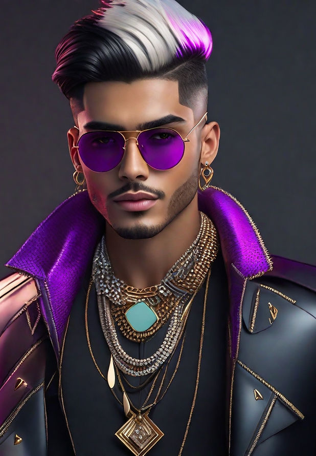 Male model adorned with an array of Sush Mad men's jewelry, showcasing necklaces, bracelets, rings, and more