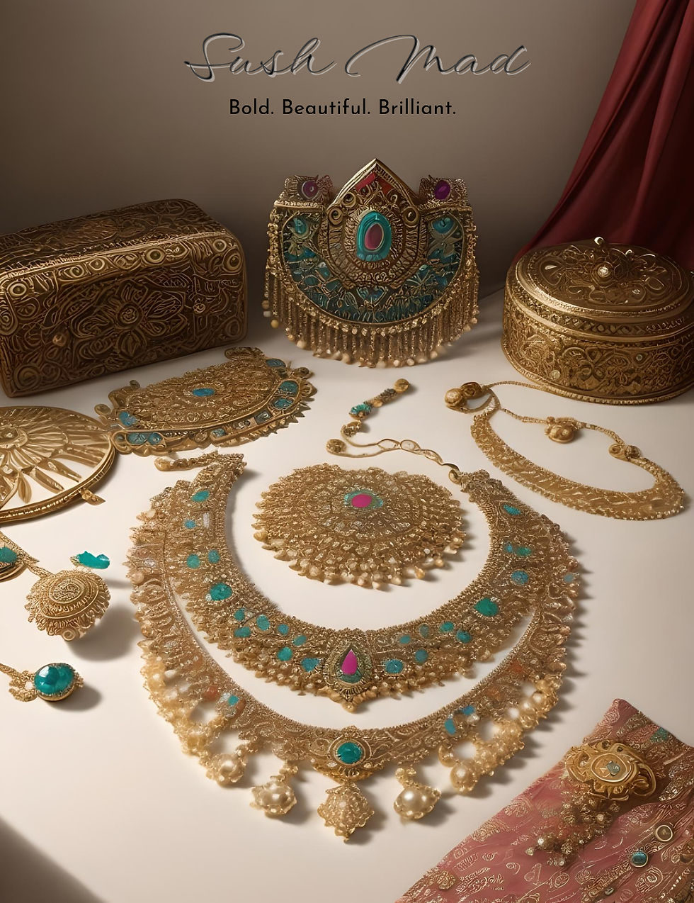 A vibrant array of artificial jewellery showcasing intricate designs and diverse styles, artfully displayed against a soft, neutral background.