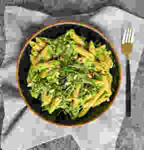 vegan zucchini courgette pesto pasta