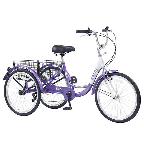 24 inch 3 wheel bicycle Adult Tricycle, 6 Speed 3-Wheel Bike Adult Trike Bike Tricycle for Adults with Backrest and Basket Height Adjustable Cruise Trike Elderly for Shopping Picnic Beach (White) for riders and cargo Adult 24 Inch Trike VEVOR