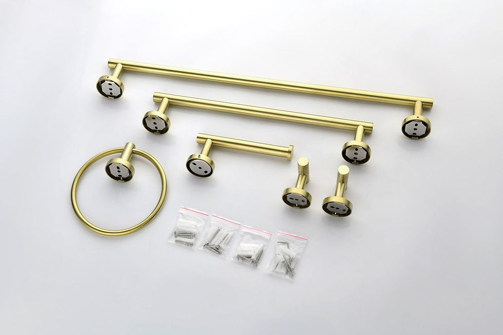 Thumbnail: 6 Pieces Brushed Gold Bathroom Hardware Set Stainless Steel Round Wall Mounted I