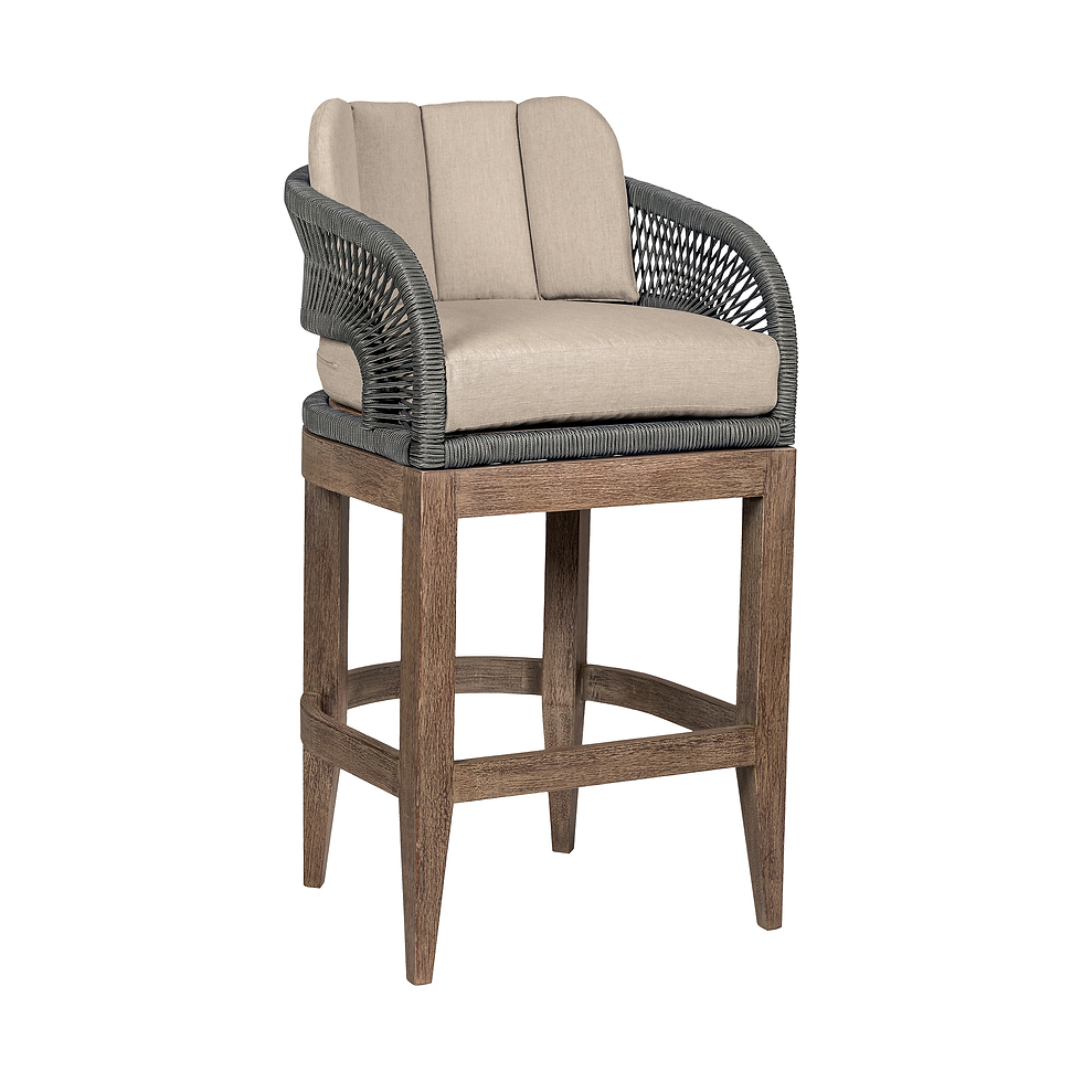 Orbit - Outdoor Patio 30" Bar Stool - Weathered Eucalyptus / Taupe