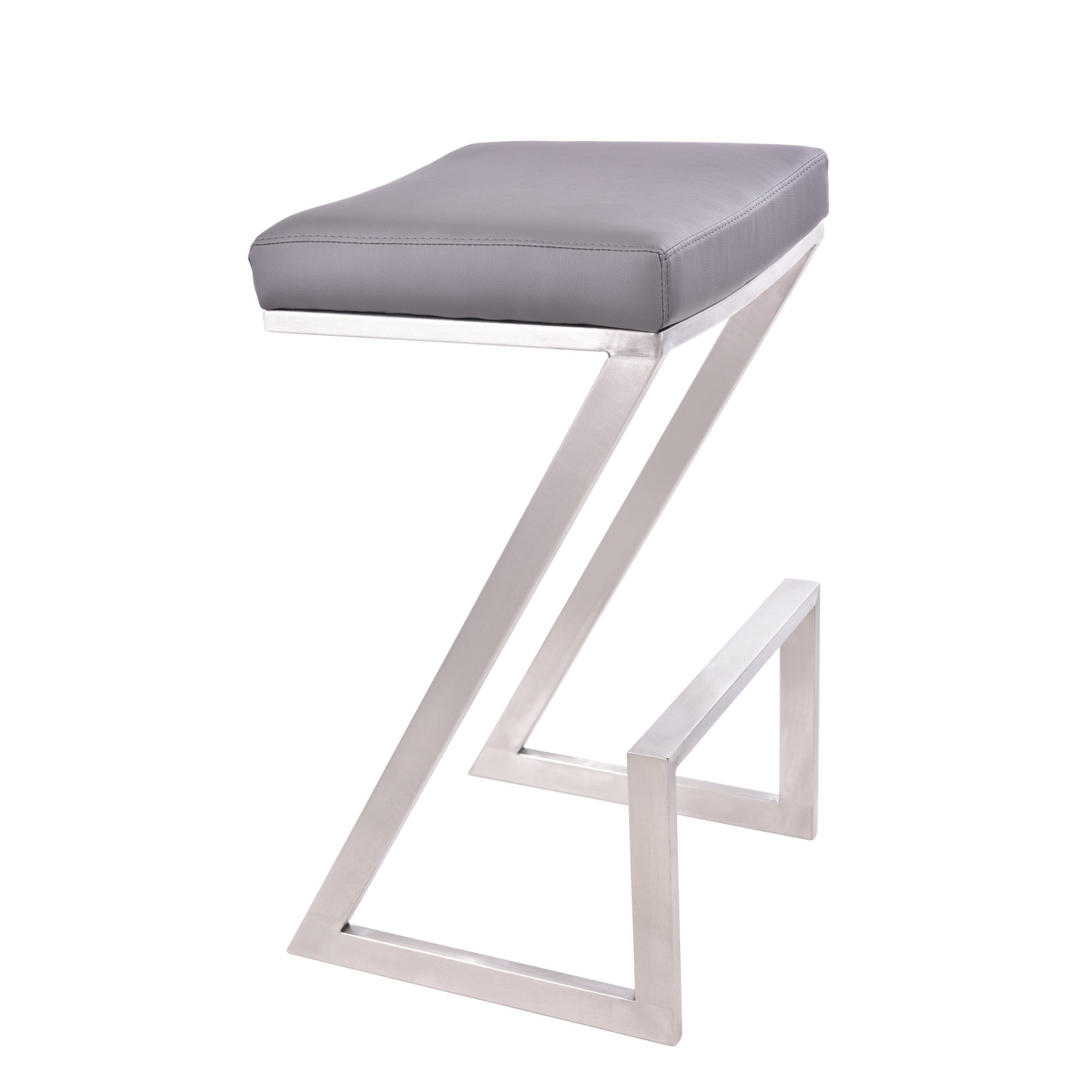 Atlantis - 26" Counter Height Backless Bar Stool - Gray / Brushed