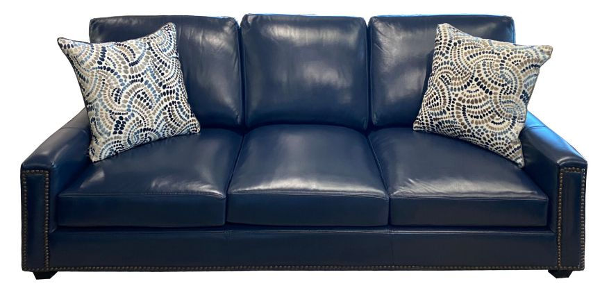 USA Premium Leather 7300 Blue Sofa