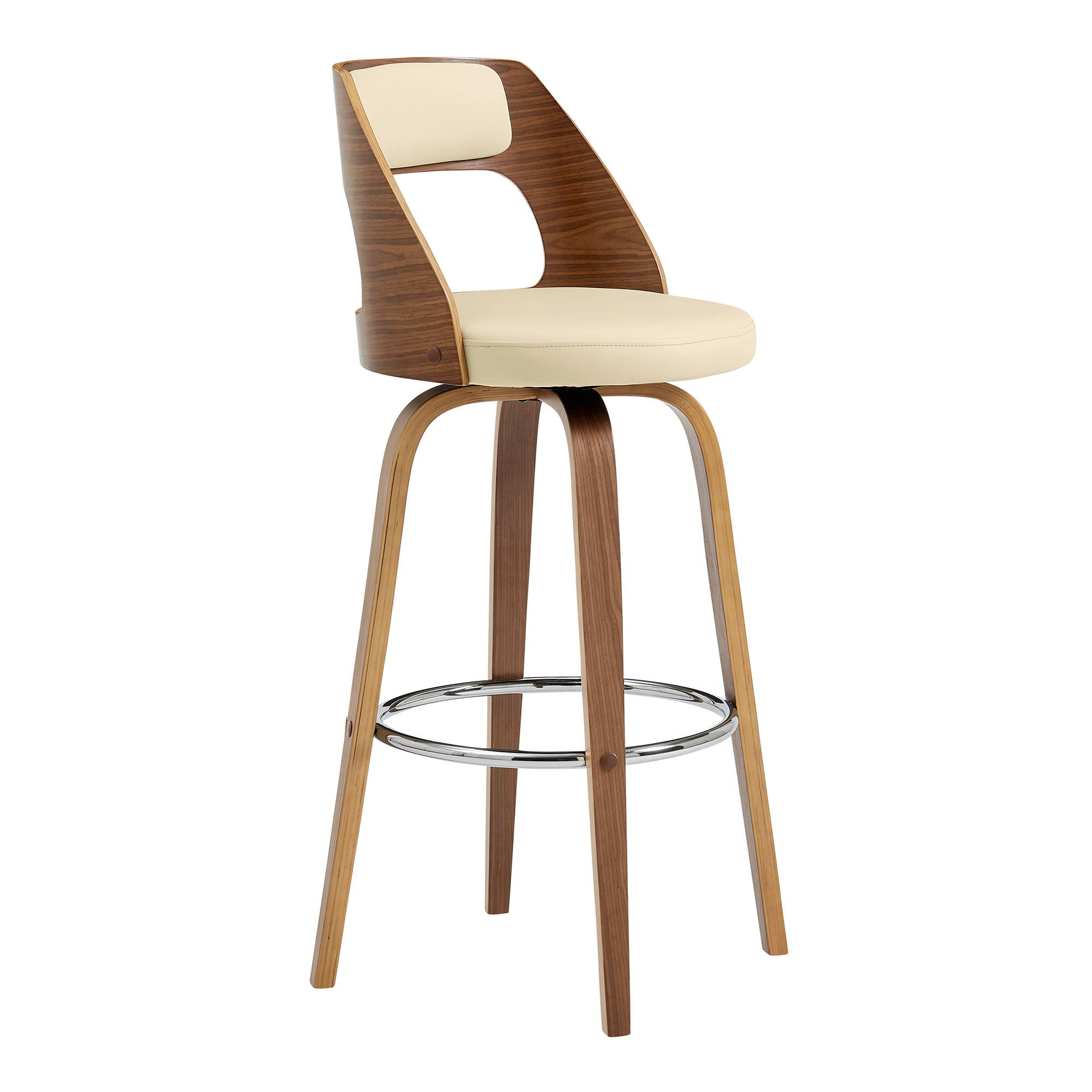 Axel - 30" Swivel Bar Stool - Cream / Walnut