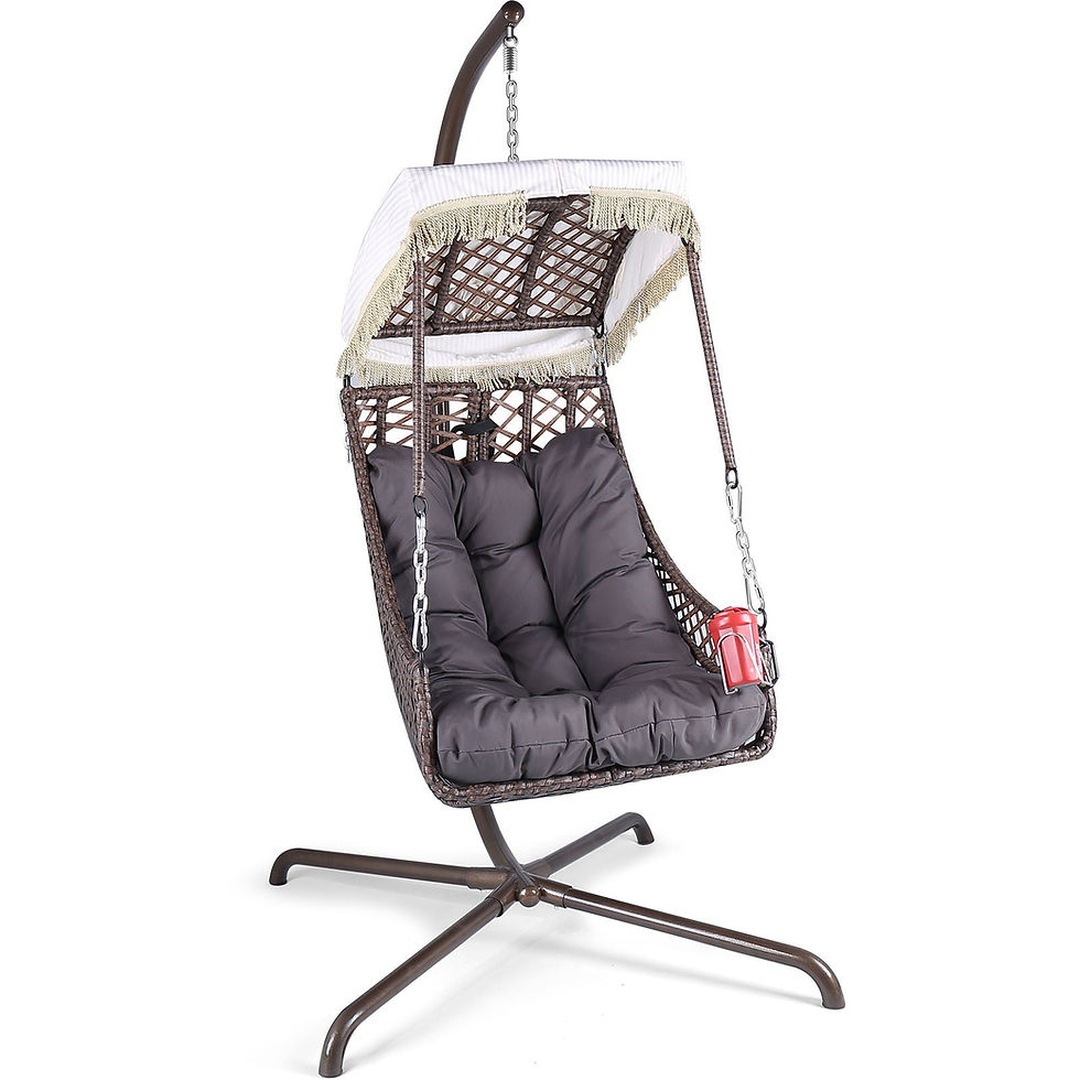 Thumbnail: Swing Egg Chair With Stand Indoor Outdoor, Uv Resistant Black Cushion Hanging Ch