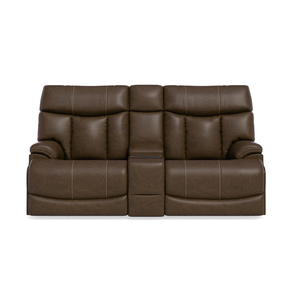 Clive - Reclining Loveseat with Console & Power Head & Lumbar - Dark Brown