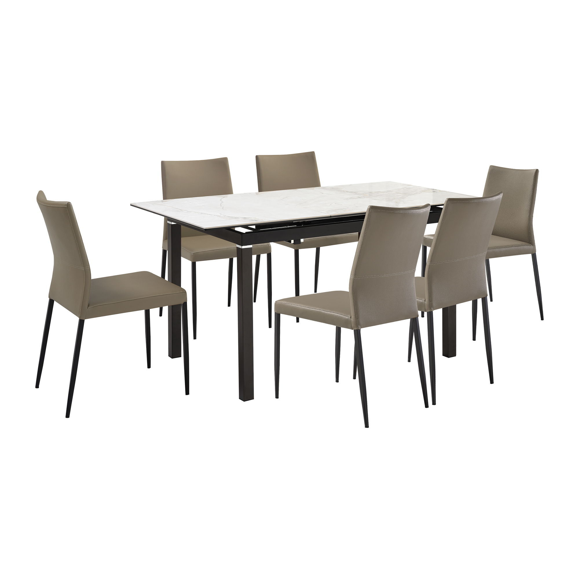 Giana Kash - 7 Piece Extendable Dining Set - Taupe Gray