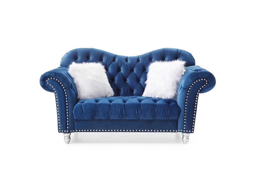 Thumbnail: Blue Velvet Love Seat Tufted Living Room Furniture Tufted