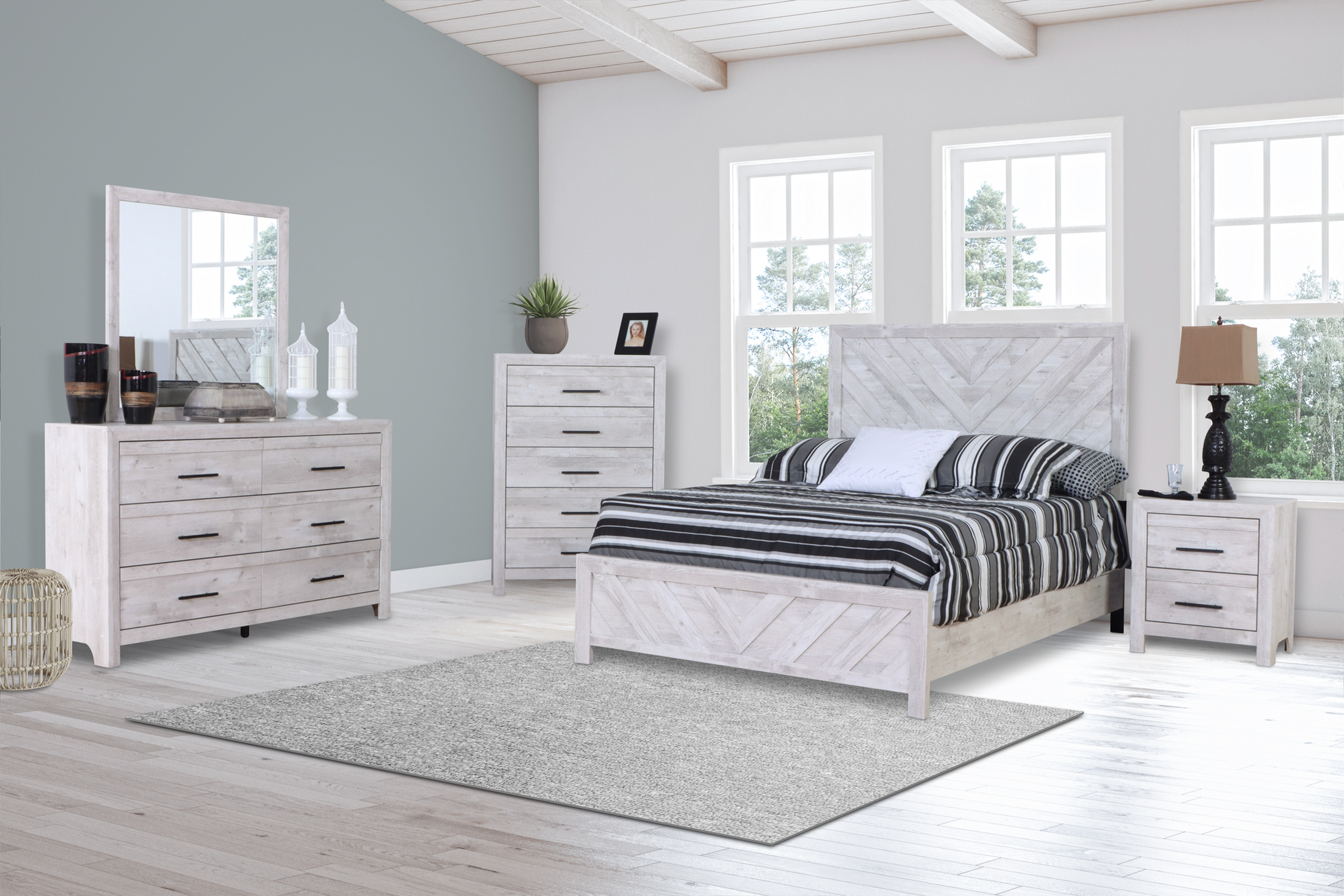 Biscayne - 5/0 Queen Headboard, Footboard & Slats - Driftwood
