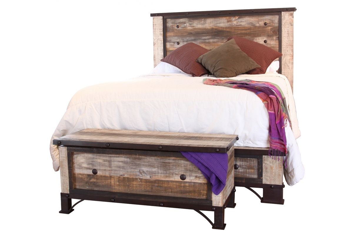 Antique Multicolor - King Bed - Light Brown