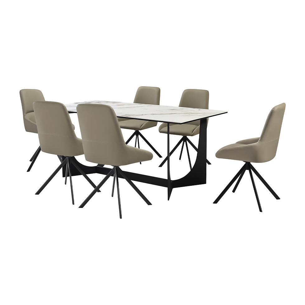 Esme Maverick - 7 Piece Dining Set - Taupe Gray