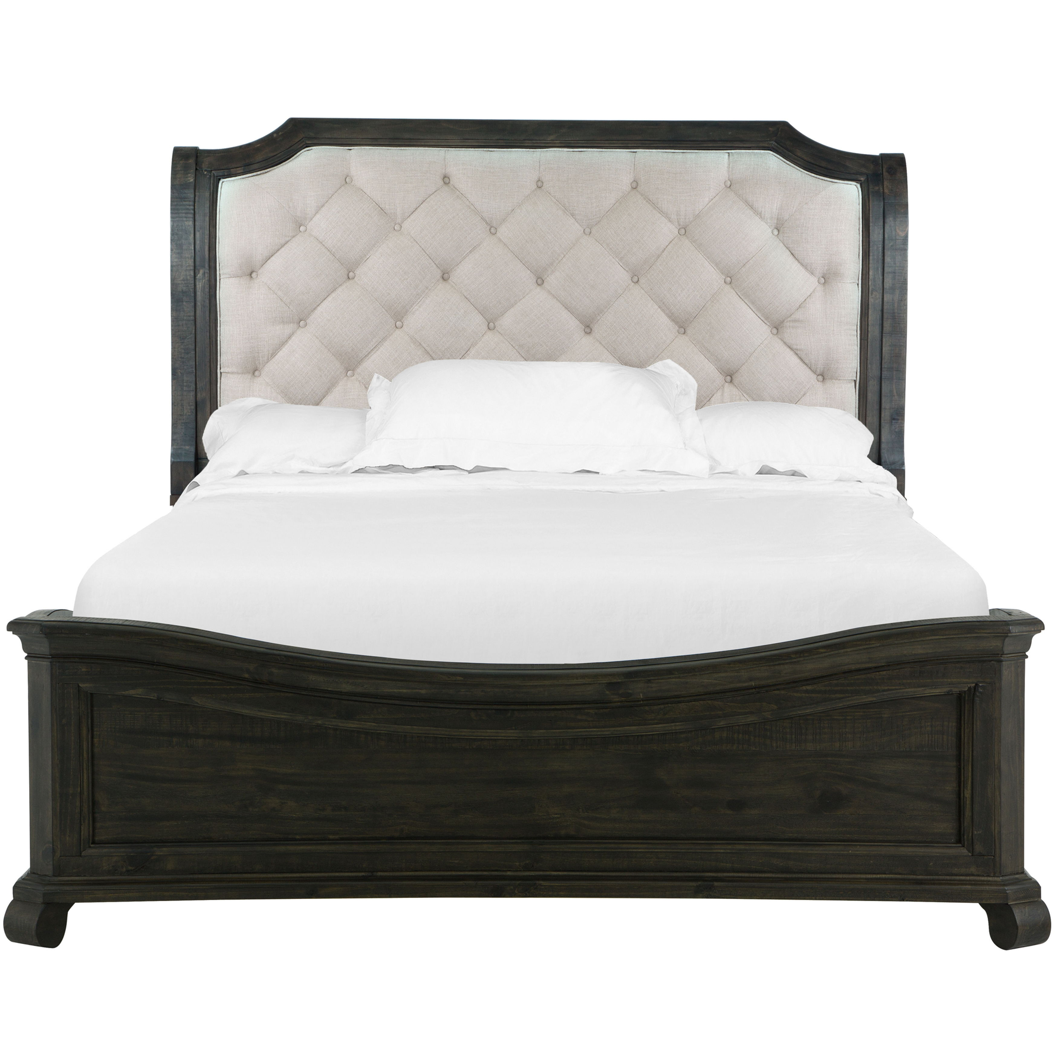Bellamy - Complete King Sleigh Bed With Shaped Footboard - Peppercorn