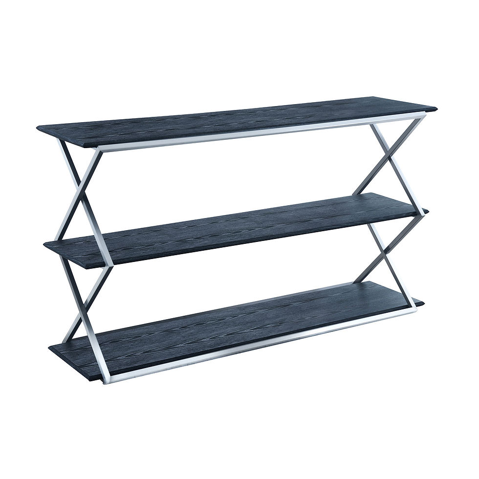 Westlake - 3 Tier Console Table With Brushed Stainless Steel Frame - Black