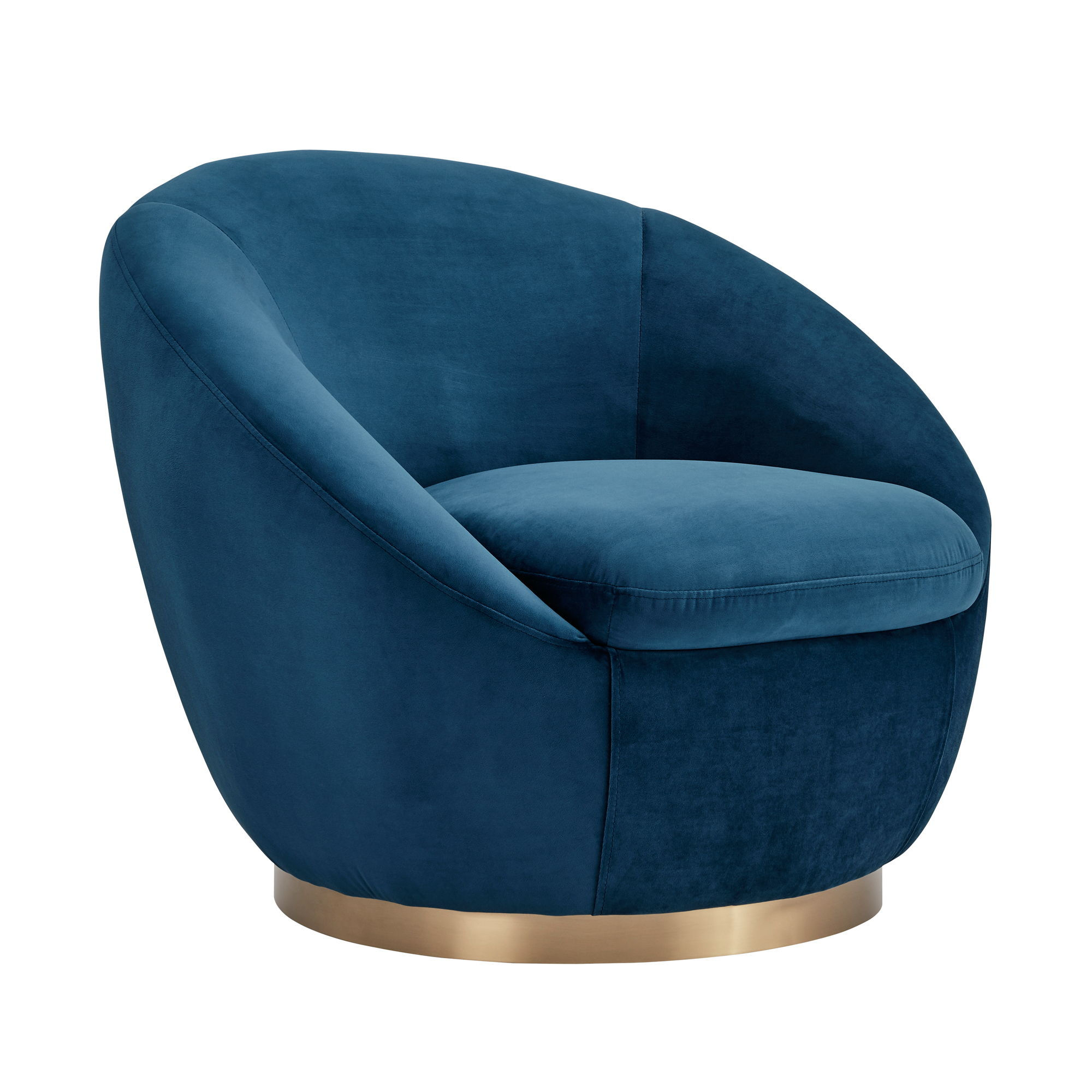 Yves - Velvet Swivel Accent Chair - Gold Base / Navy