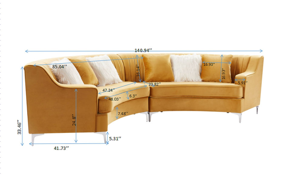 Thumbnail: Gold Velvet Curved Sofa