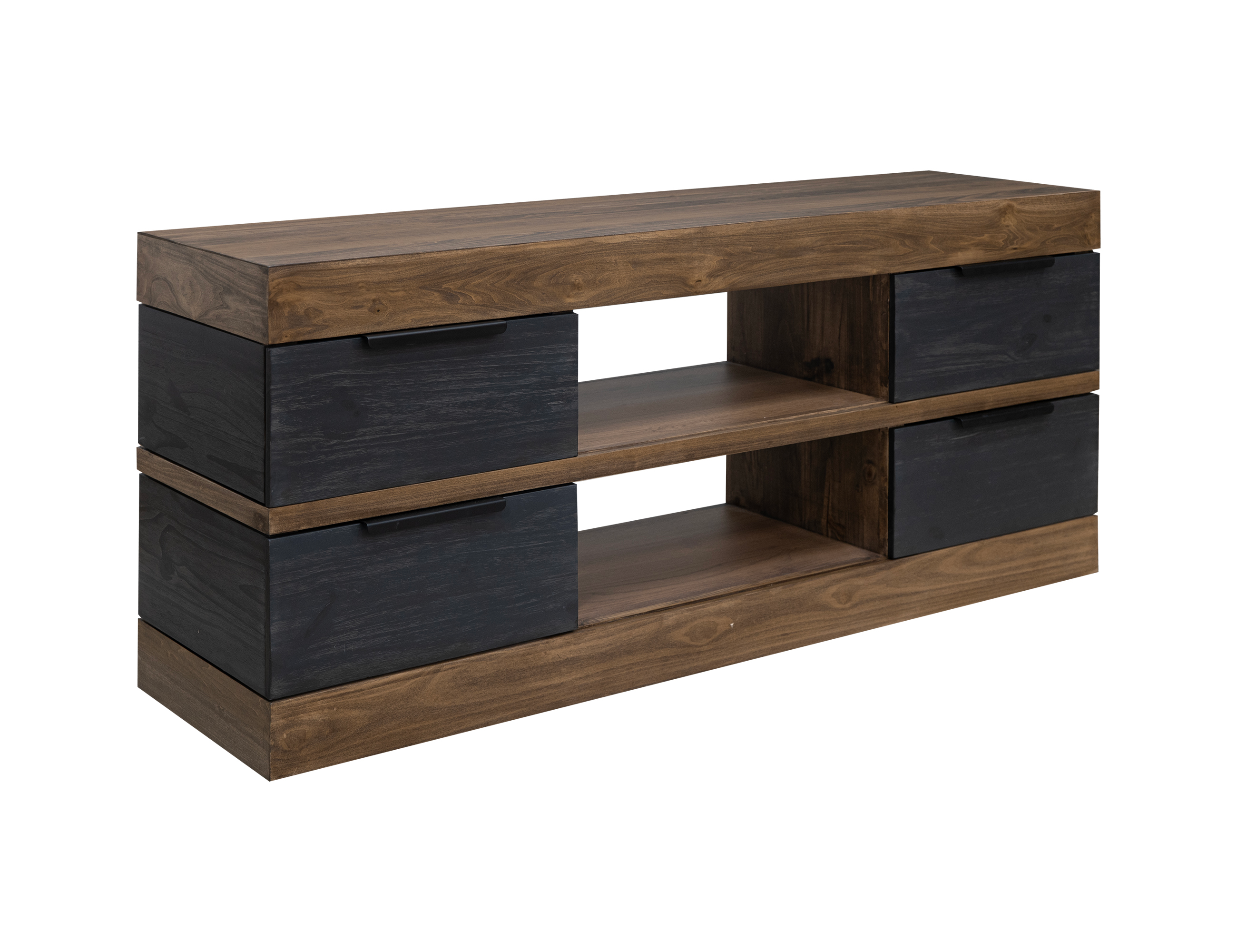 Tuxedo - Tv Stand - Satin Black And Brown