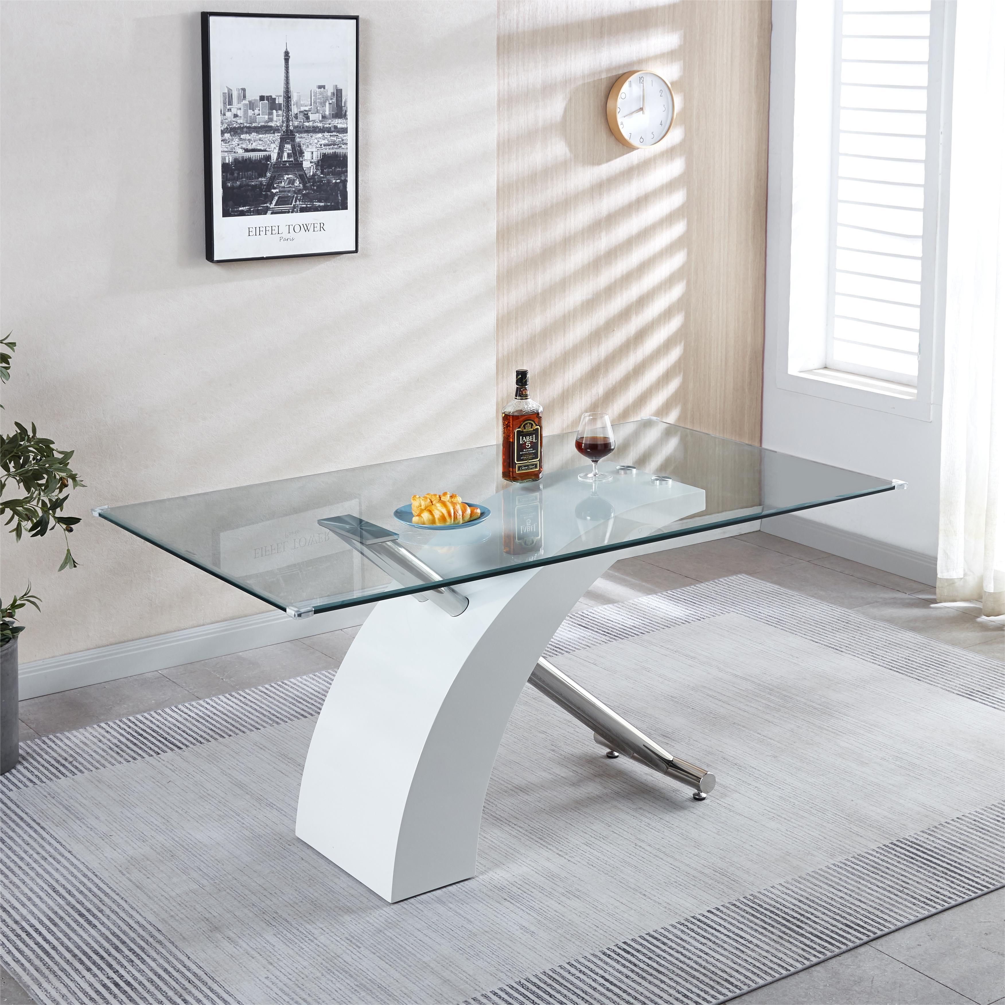 Stylish Dining Room Table, Luxury Glass Top Dining Table, Modern Design For Your